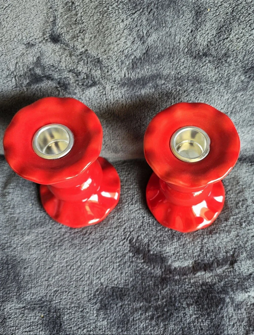 Bundle of 2 new Taper Candle Holder, Red 4.5